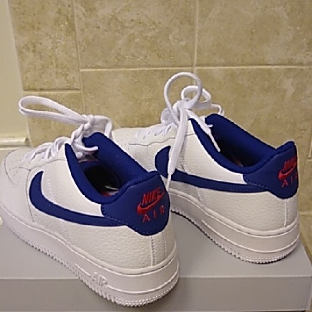 Nike Air White and Blue Sneakers with Red Logo
